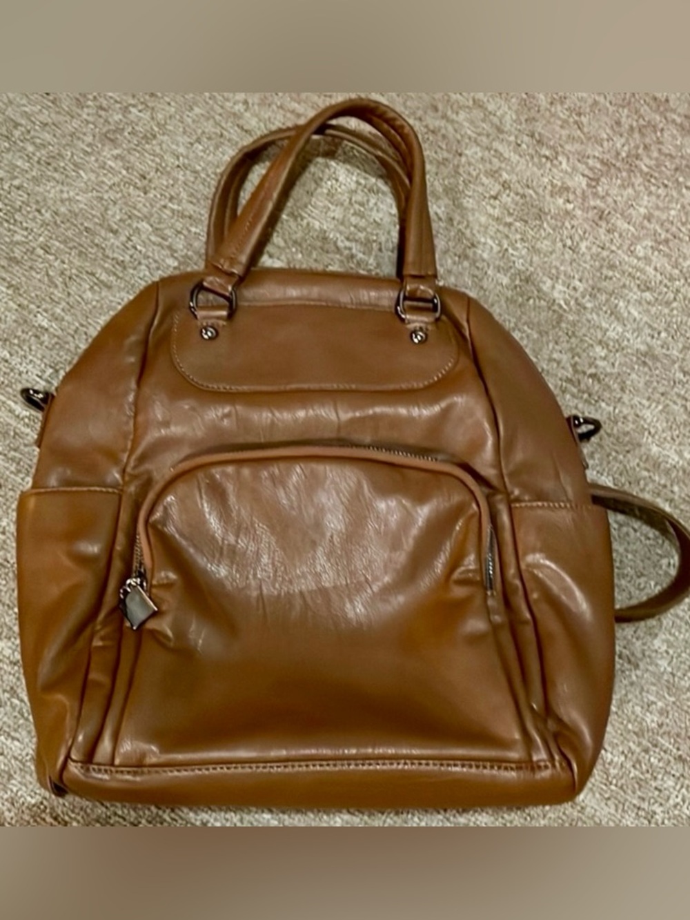 Caramel Brown Backpack Purse Classic &in excellent condition